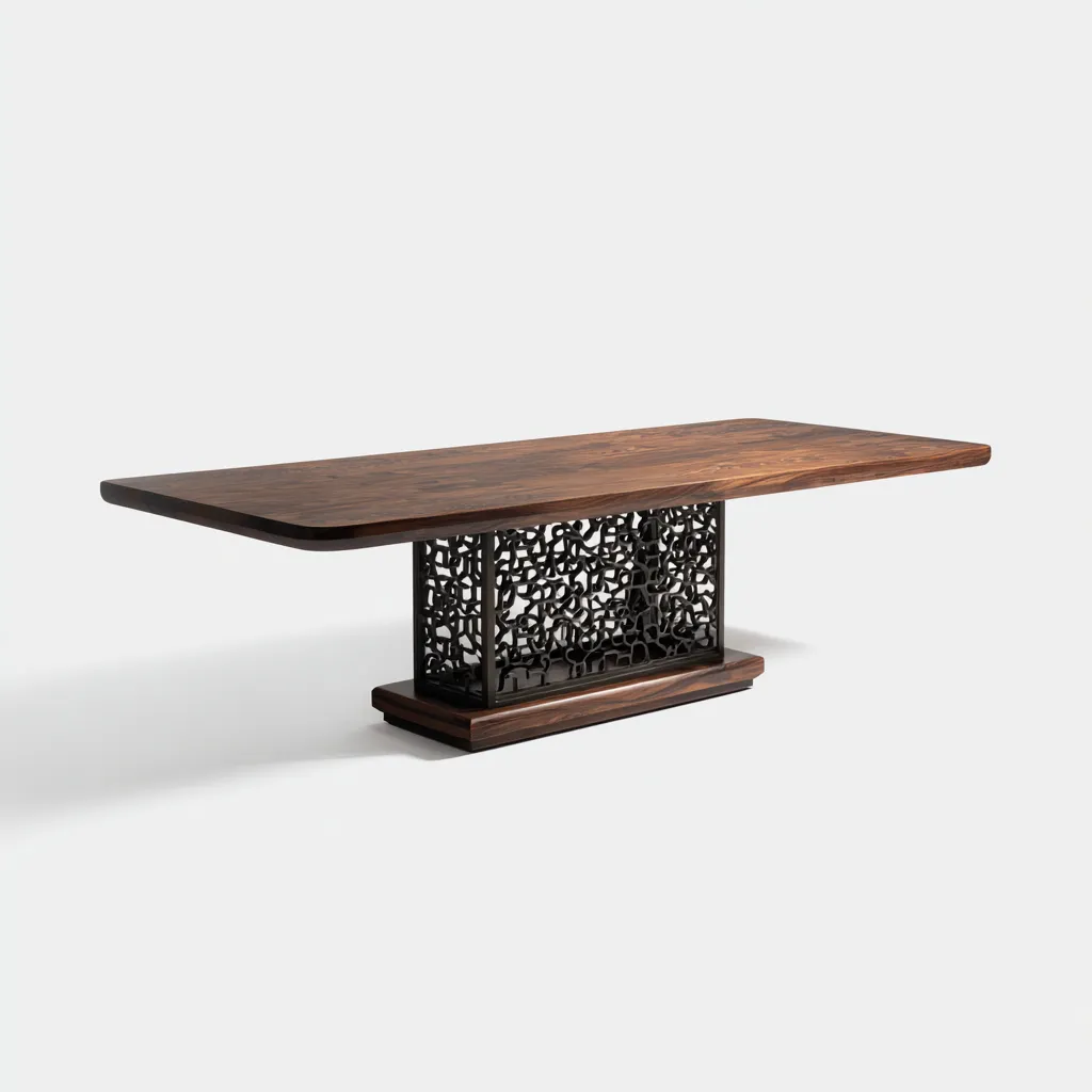 Tavolo da pranzo-legno-metallo-192 x 97 x 78 cm-marrone-nero-design contemporaneo-Comfyete