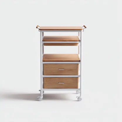 Carrello da cucina-legno-metallo-68x40x92 cm-legno-bianco-design moderno-Comfyete