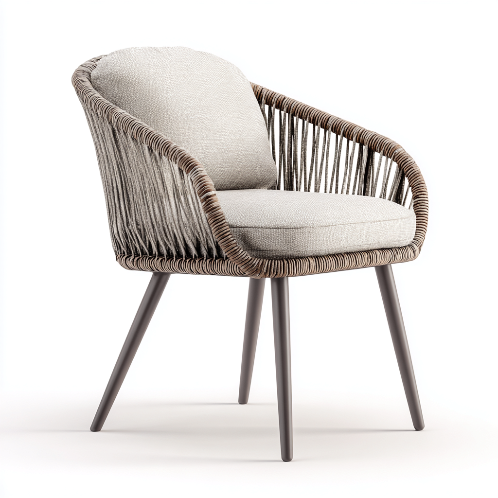 Sedia da giardino-rattan sintetico-metallo-64x62x86 cm-beige-marrone-design moderno-Comfyete