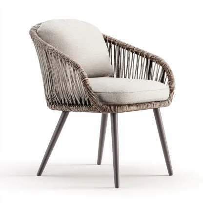 Sedia da giardino-rattan sintetico-metallo-64x62x86 cm-beige-marrone-design moderno-Comfyete