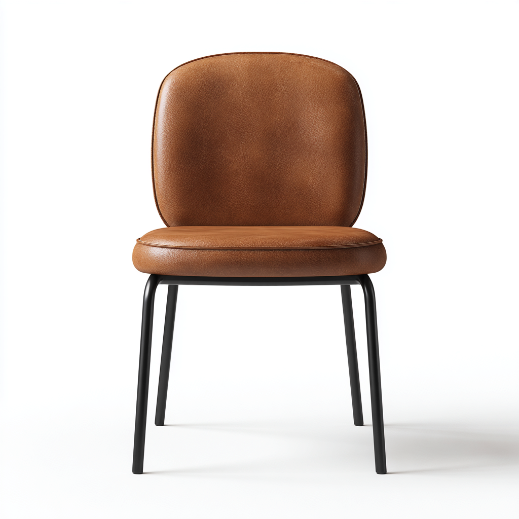 Sedia da pranzo - pelle-metallo - 50x47x83 cm - marrone-nero - stile moderno-Comfyete