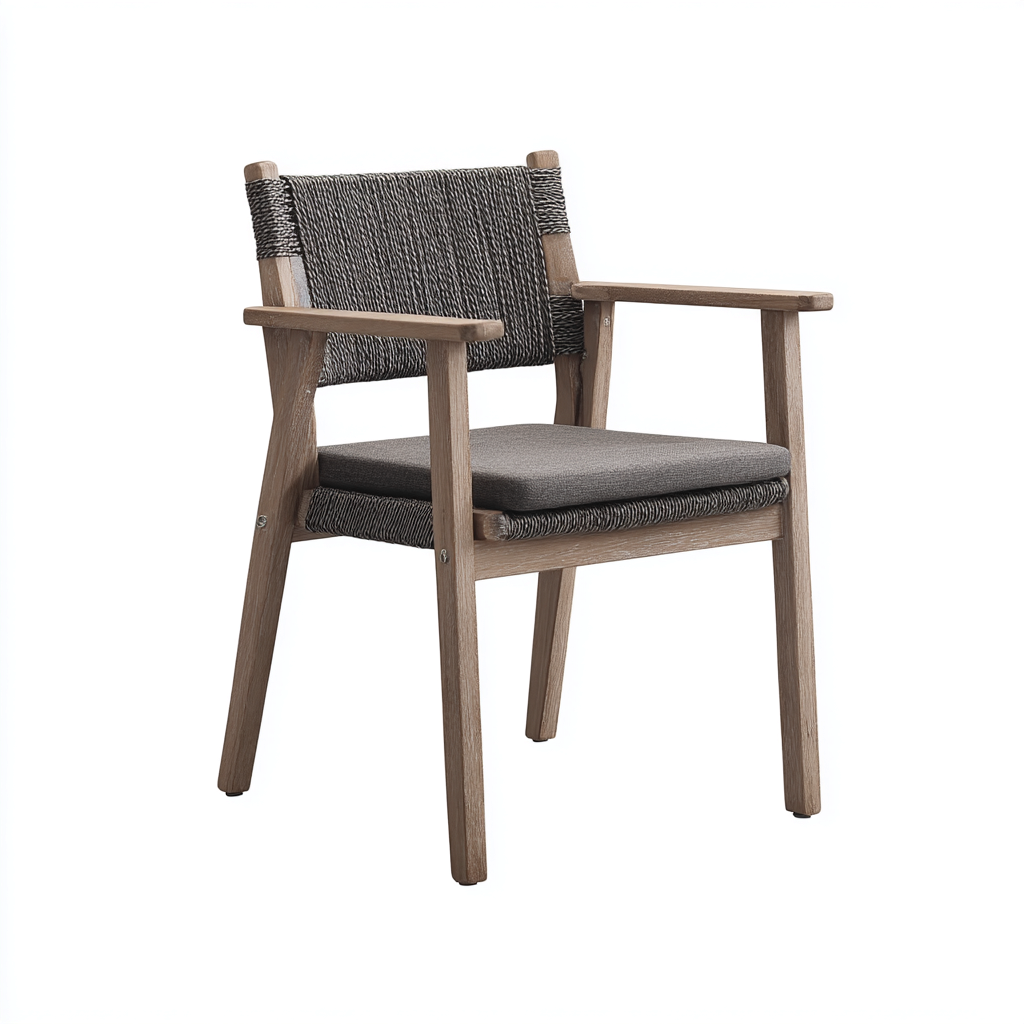 Sedia da giardino-legno-tessuto-61x57x87 cm-marrone-grigio-design moderno-Comfyete