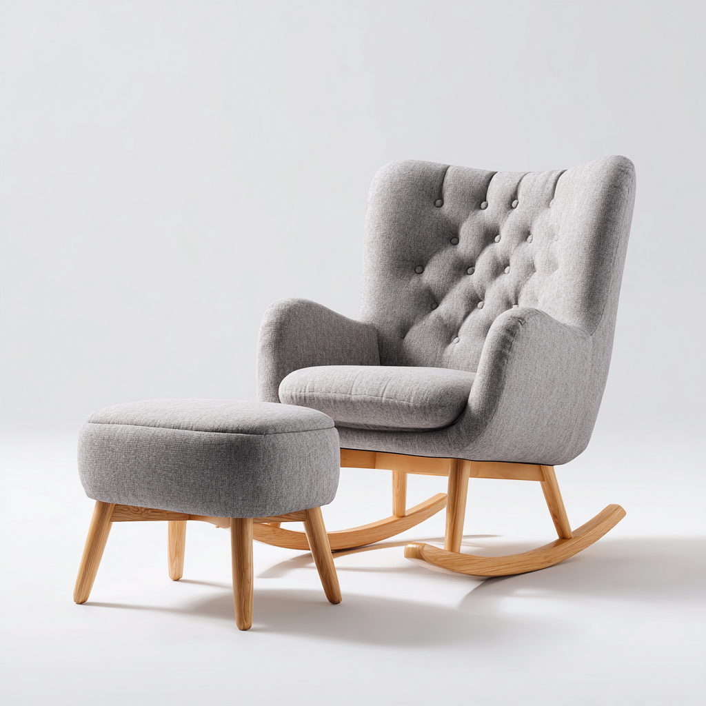 Sedia a dondolo - tessuto - 75x80x95 cm - grigio - design moderno-Comfyete