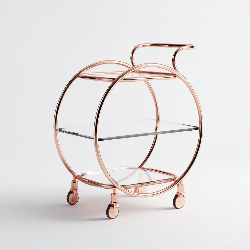 Carrello da cucina-metallo-vetro-60x45x88 cm-oro rosa-design moderno-Comfyete