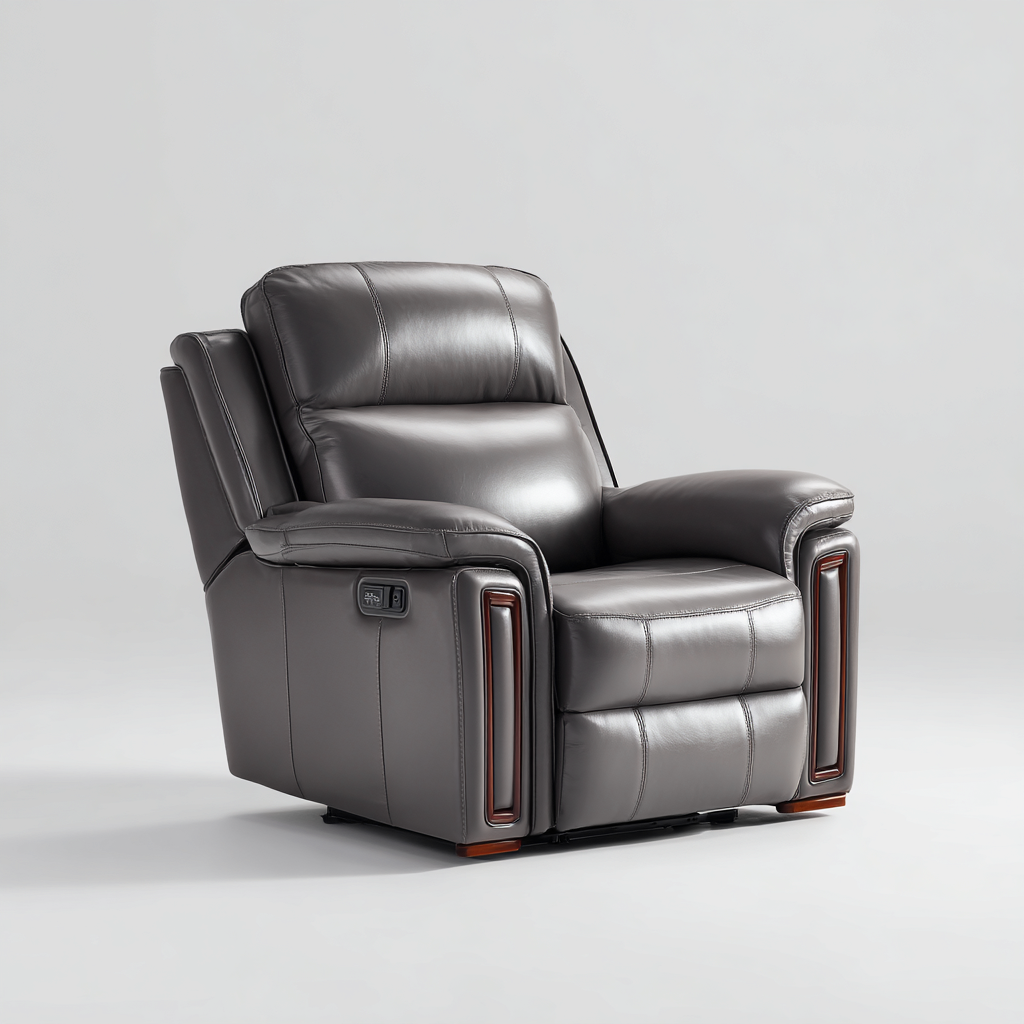 Poltrona reclinabile - vera pelle - 101x95x105 cm - grigio - stile moderno-Comfyete