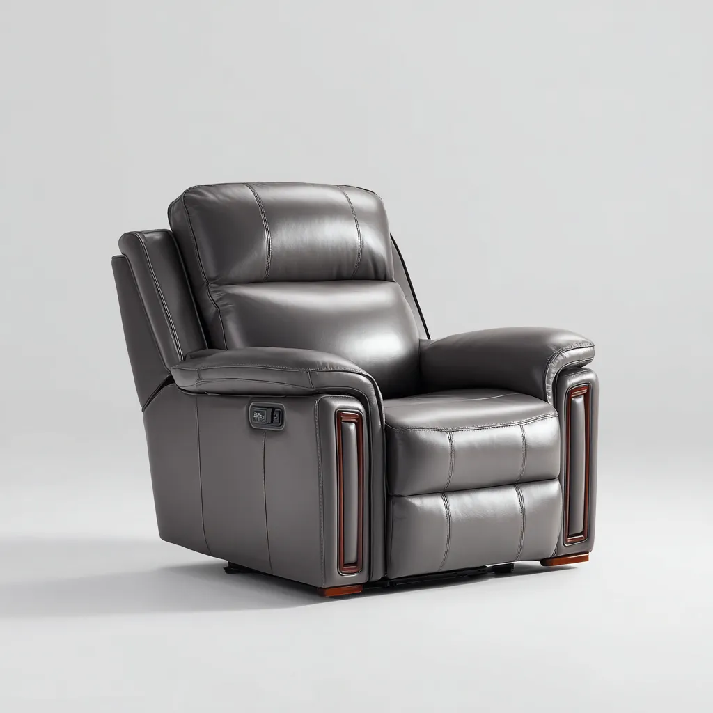 Poltrona reclinabile - vera pelle - 101x95x105 cm - grigio - stile moderno-Comfyete