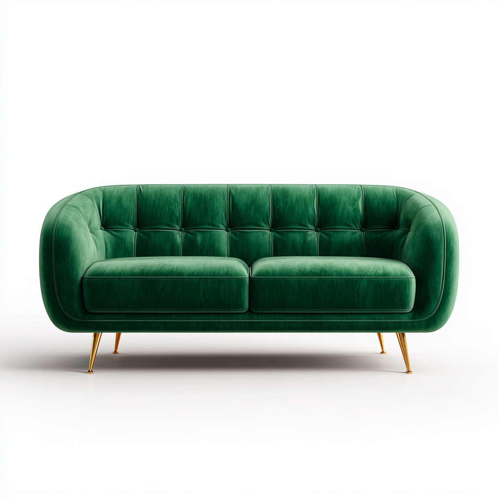 Divano lineare - velluto - 208x90x82 cm - verde - stile moderno-Comfyete