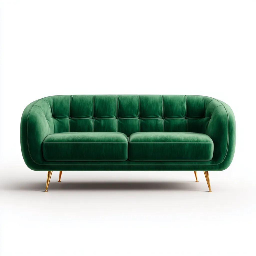 Divano lineare - velluto - 208x90x82 cm - verde - stile moderno-Comfyete