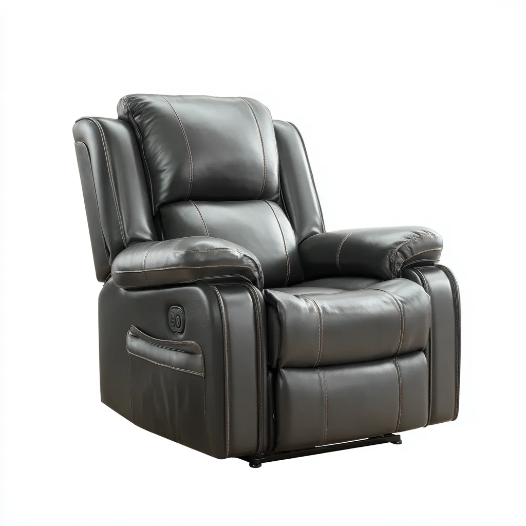 Poltrona reclinabile - vera pelle - 98x93x106 cm - grigio scuro - stile moderno-Comfyete