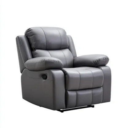 Poltrona reclinabile - vera pelle - 97x92x104 cm - grigio - stile moderno-Comfyete