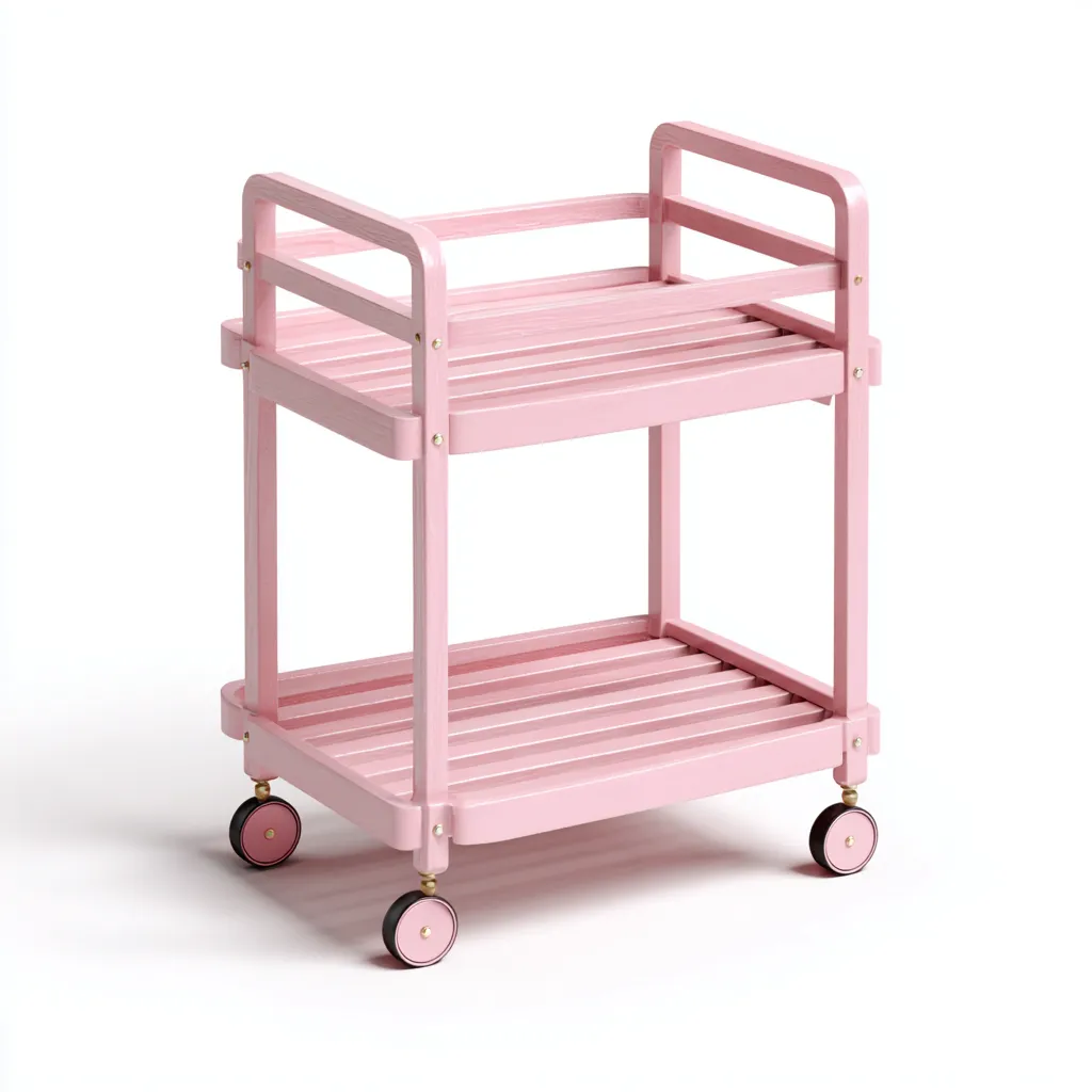Carrello da cucina-legno-64x42x87 cm-rosa-design moderno-Comfyete