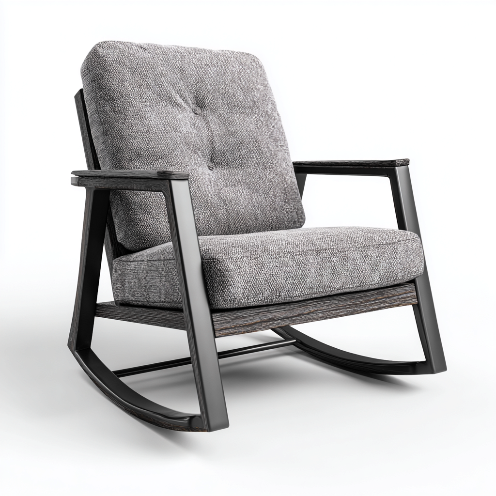 Sedia a dondolo - tessuto-metallo-legno - 90x70x95 cm - grigio scuro - stile moderno-Comfyete