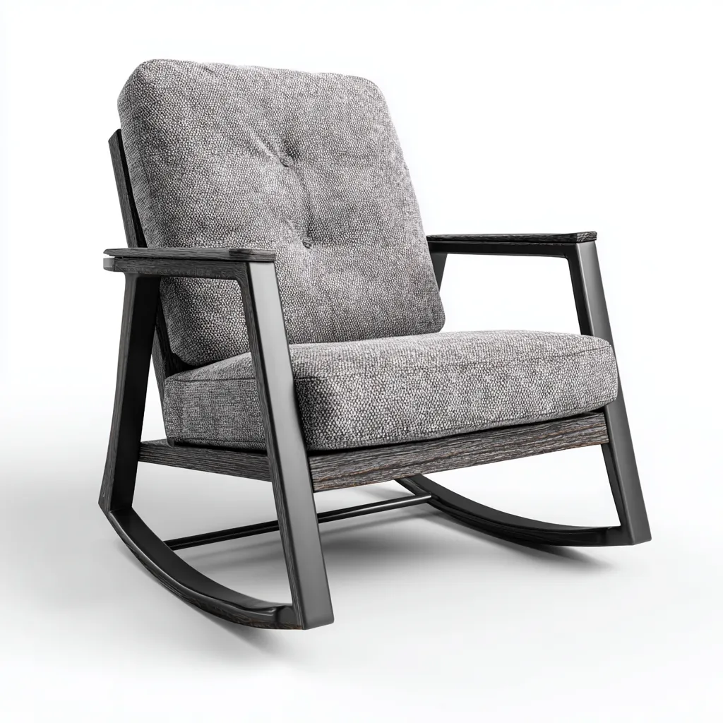 Sedia a dondolo - tessuto-metallo-legno - 90x70x95 cm - grigio scuro - stile moderno-Comfyete