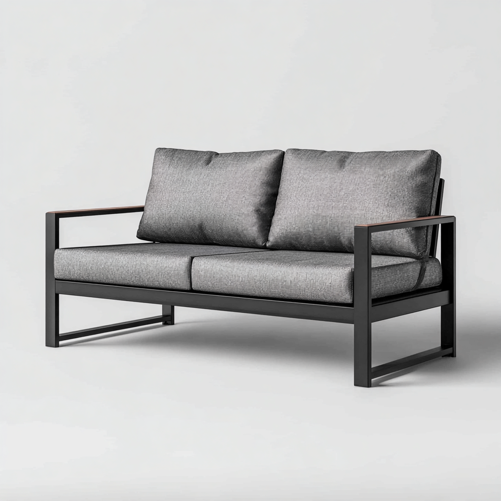 Divano da esterno-metallo-168x82x88 cm-grigio-design moderno-Comfyete