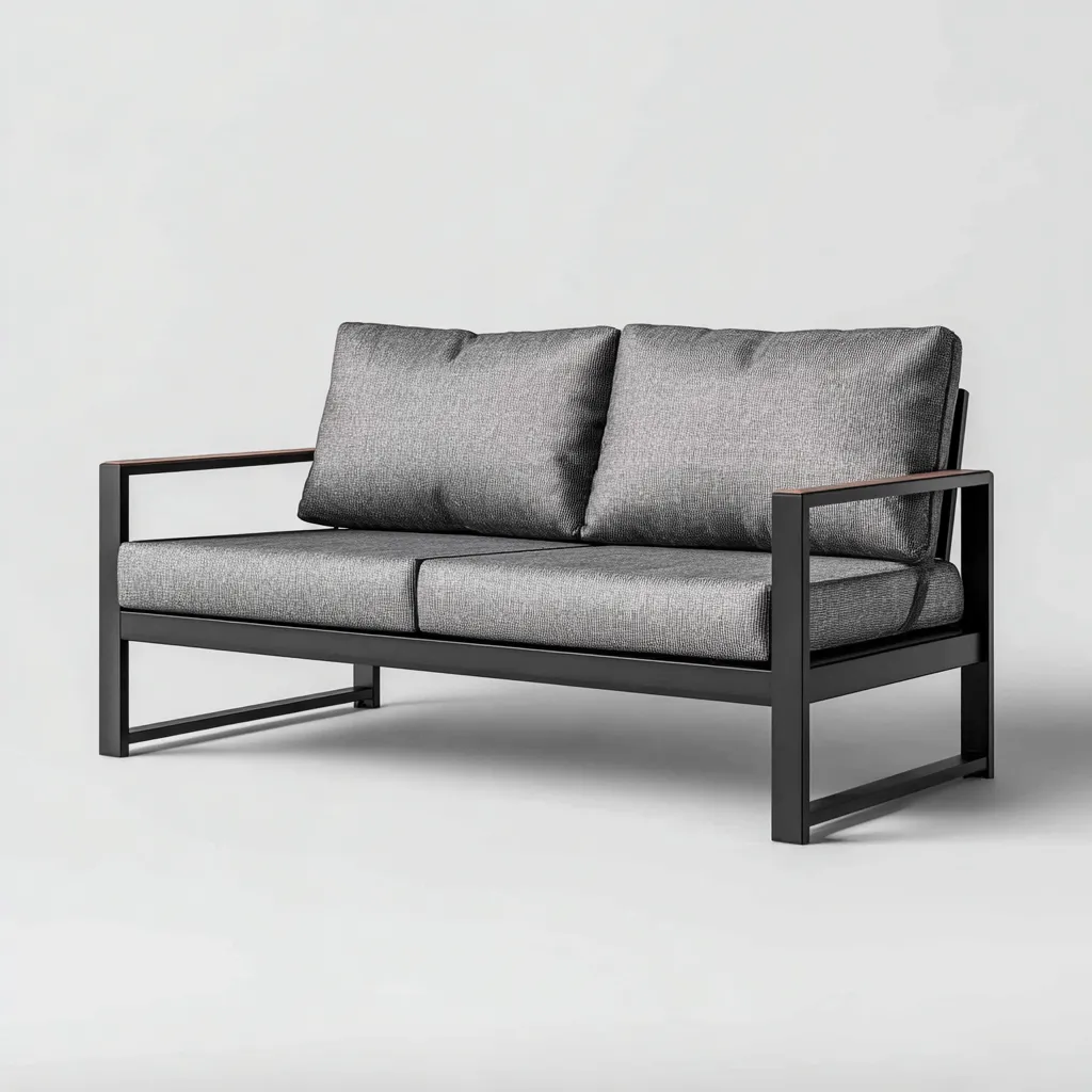 Divano da esterno-metallo-168x82x88 cm-grigio-design moderno-Comfyete