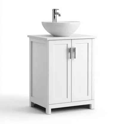Mobile lavabo - MDF-ceramica - 60x45x90 cm - bianco - design moderno-Comfyete