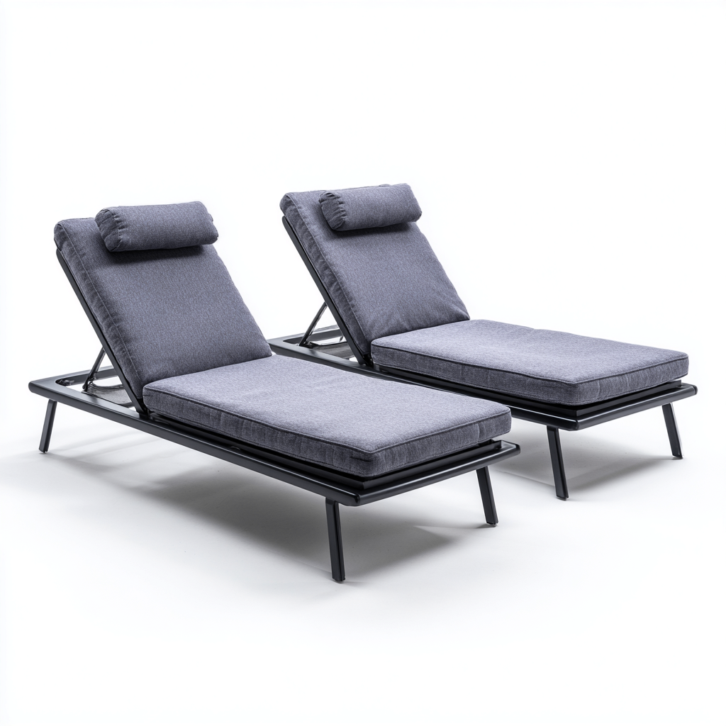 Lettino da sole-metallo-tessuto-197x70x38 cm-grigio scuro-nero-moderno-Comfyete