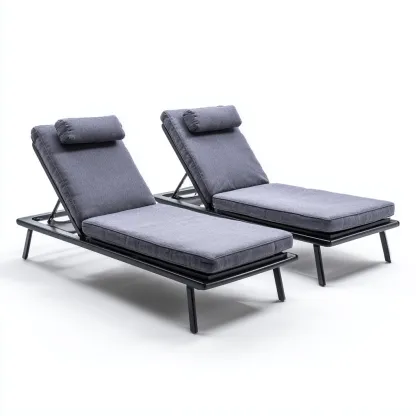 Lettino da sole-metallo-tessuto-197x70x38 cm-grigio scuro-nero-moderno-Comfyete