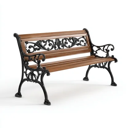 Panca da giardino-legno-metallo-134x60x92 cm-marrone-nero-stile classico-Comfyete