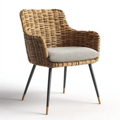 Sedia da giardino-rattan sintetico-metallo-63x60x85 cm-beige-grigio-design moderno-Comfyete