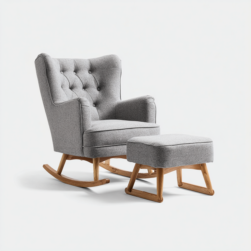 Sedia a dondolo - tessuto - 75x82x96 cm - grigio - design moderno-Comfyete