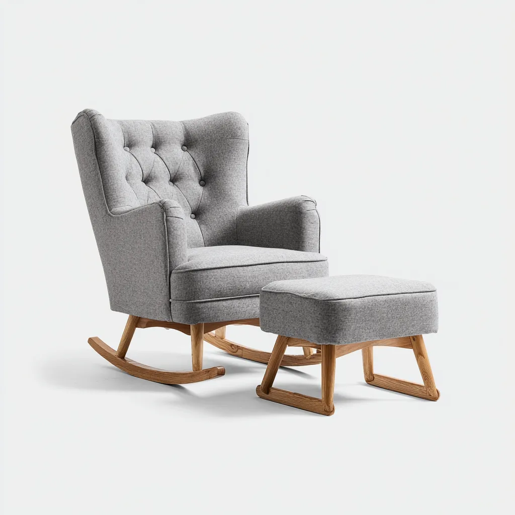 Sedia a dondolo - tessuto - 75x82x96 cm - grigio - design moderno-Comfyete