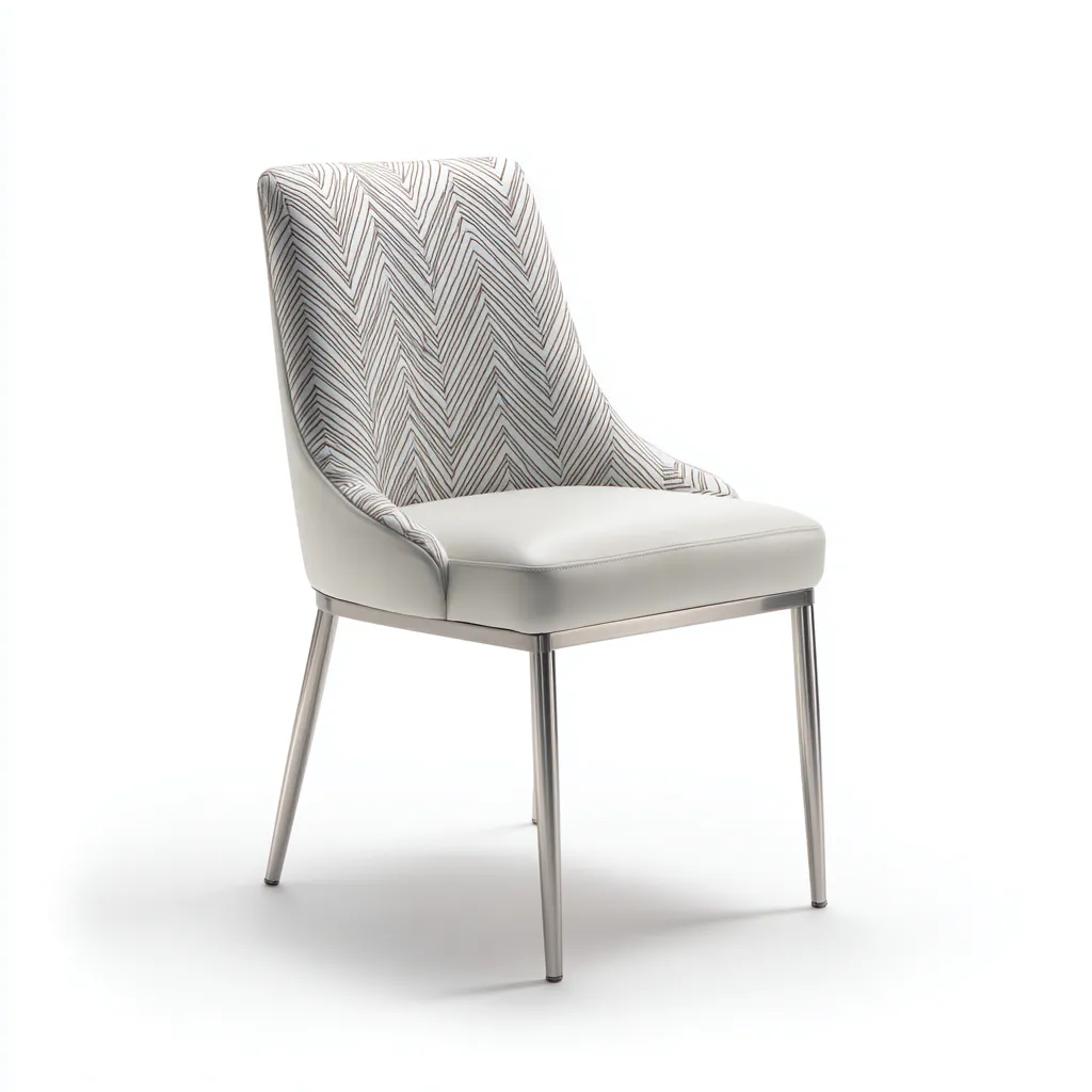 Sedia da pranzo-metallo-pelle-tessuto-50x46x89 cm-bianco-fantasia-moderno-Comfyete