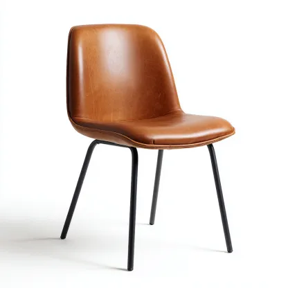 Sedia da pranzo - pelle-metallo - 49x46x82 cm - marrone-nero - stile moderno-Comfyete