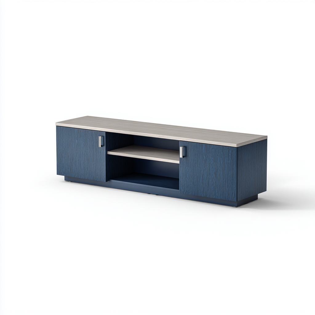 Mobile TV - legno-metallo - 180x40x50 cm - blu-grigio chiaro - design moderno-Comfyete