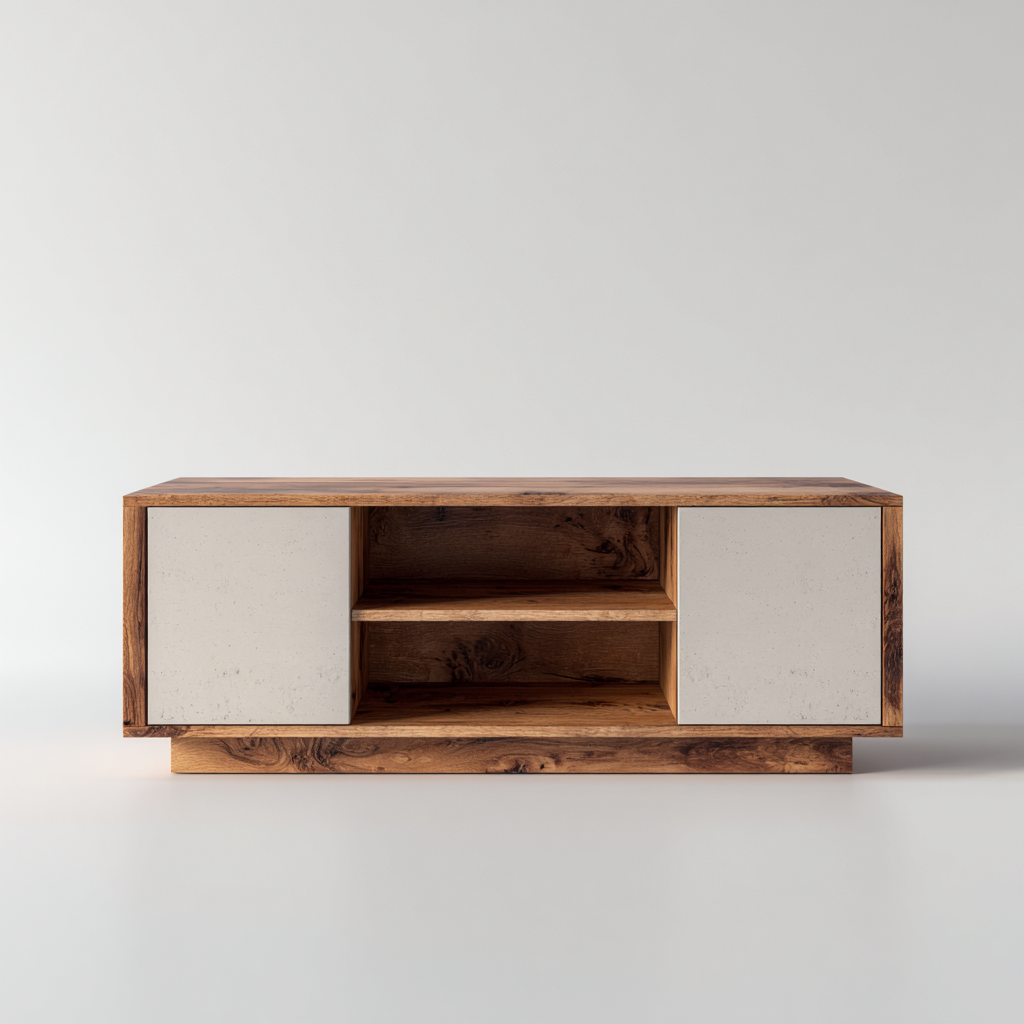 Mobile TV - legno - cemento - 150x40x50 cm - rovere naturale-grigio cemento - stile moderno-Comfyete