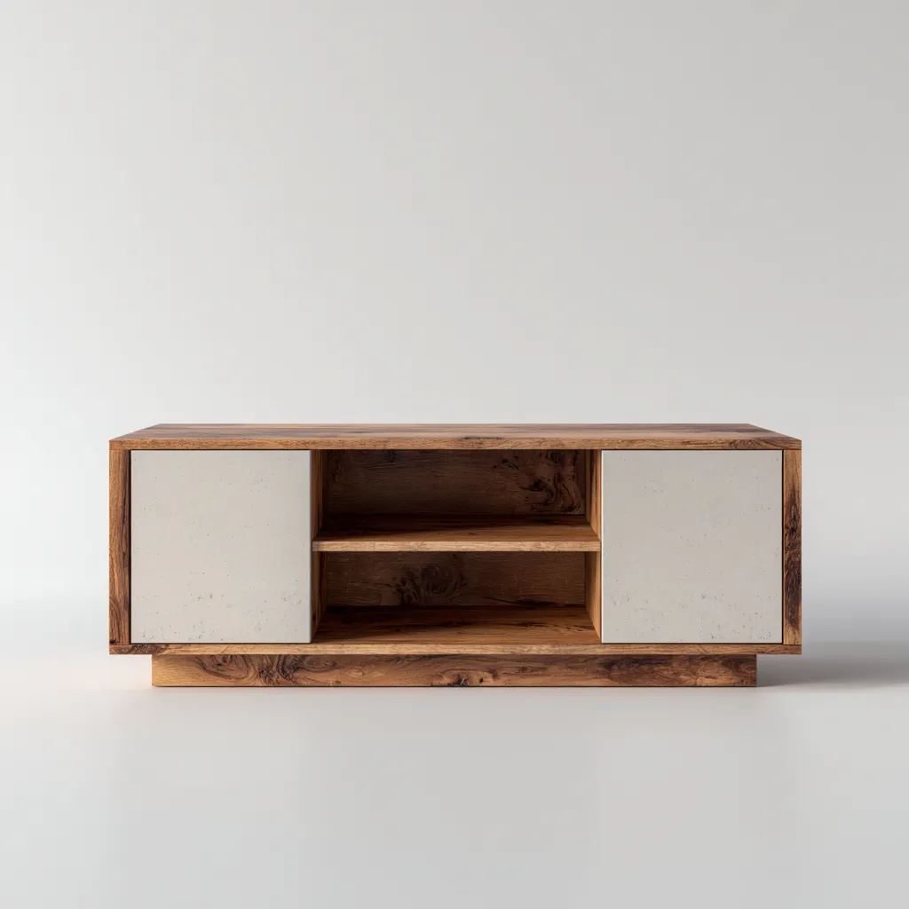 Mobile TV - legno - cemento - 150x40x50 cm - rovere naturale-grigio cemento - stile moderno-Comfyete