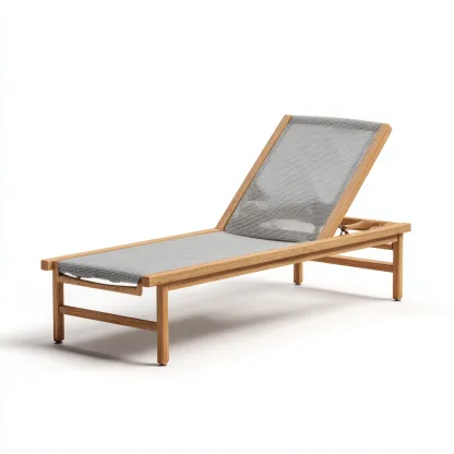 Lettino da sole - legno-tessuto - 200x65x40 cm - grigio-legno naturale - design moderno-Comfyete