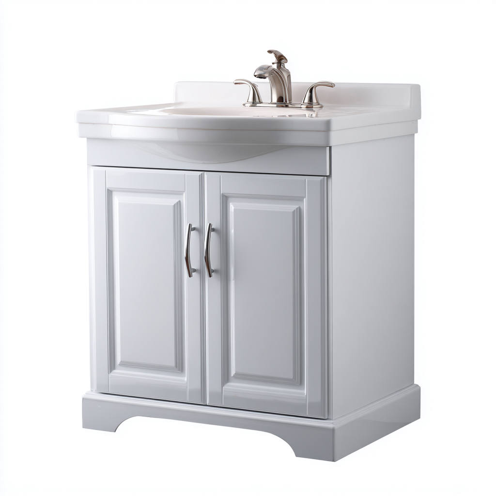 Mobile lavabo - MDF-ceramica - 80x50x85 cm - bianco - design classico-Comfyete