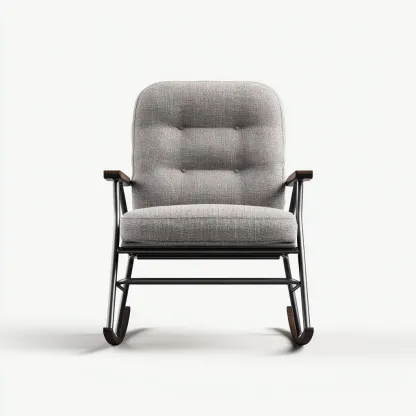 Sedia a dondolo - tessuto-metallo-legno - 92x70x98 cm - grigio chiaro - stile moderno-Comfyete