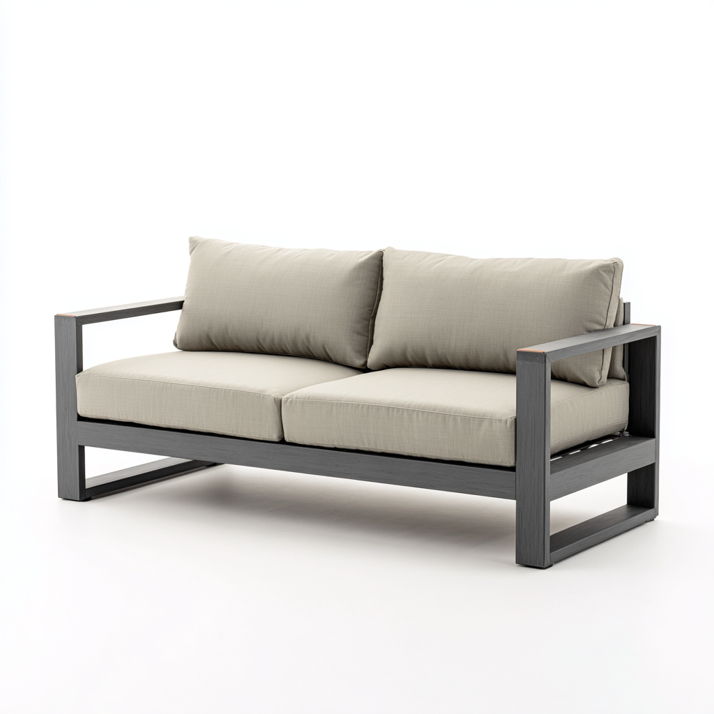 Divano da esterno-metallo-176x86x90 cm-grigio-design moderno-Comfyete