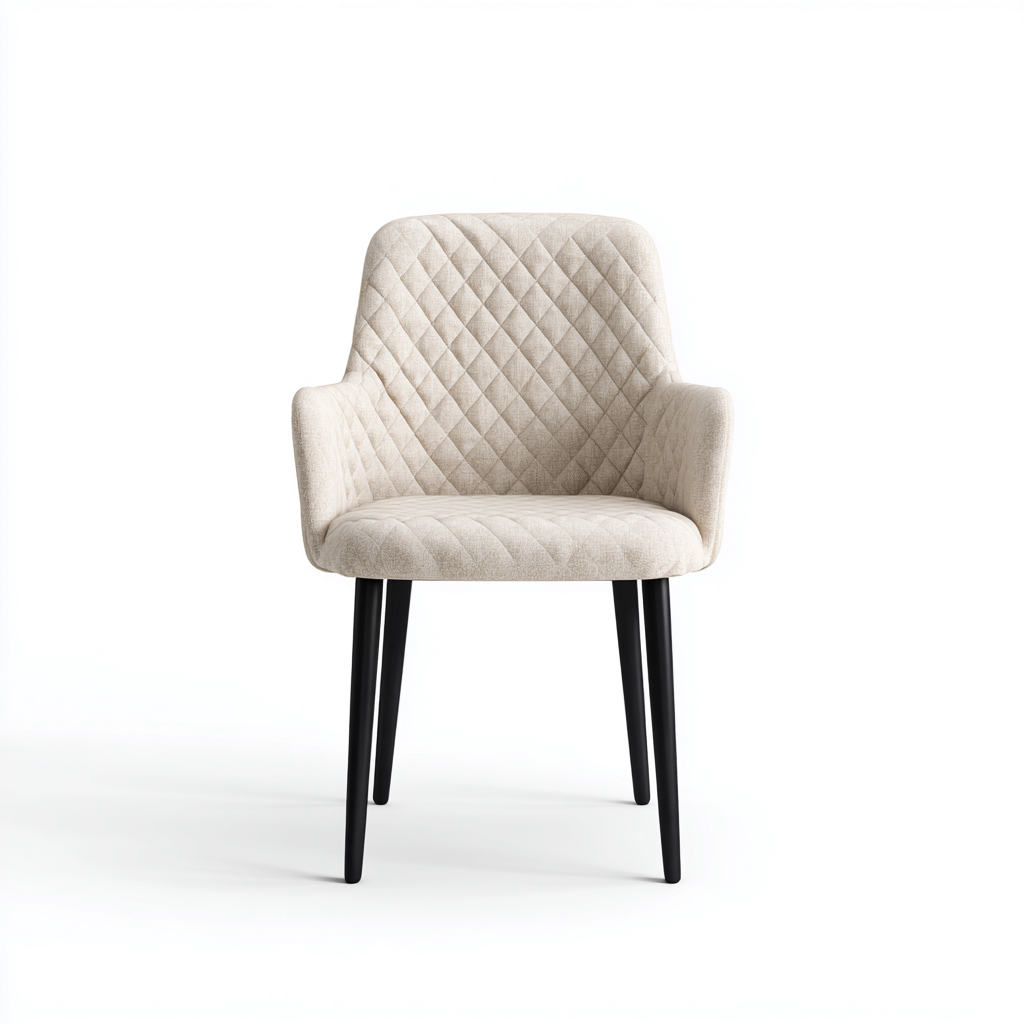 Sedia da pranzo - tessuto-metallo - 56x53x85 cm - beige chiaro-nero - stile moderno-Comfyete