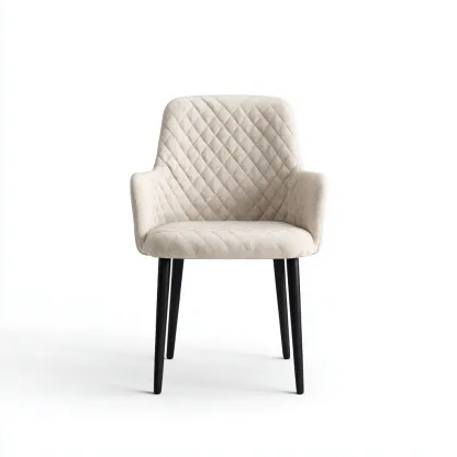 Sedia da pranzo - tessuto-metallo - 56x53x85 cm - beige chiaro-nero - stile moderno-Comfyete