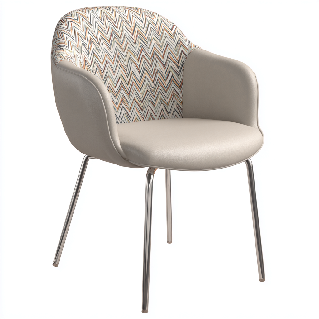 Sedia da pranzo-metallo-pelle-tessuto-48x44x85 cm-beige-fantasia-moderno-Comfyete