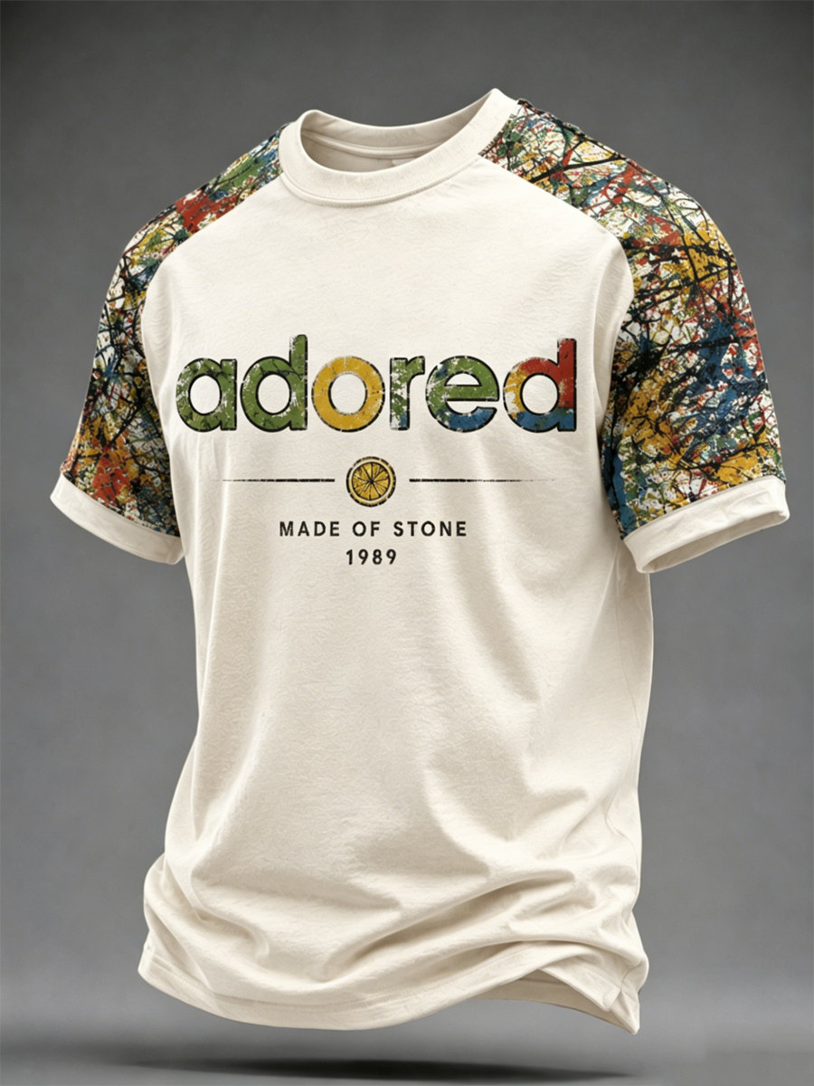Men's Lemon Roses Music Lover Printed short sleeve t-shirt