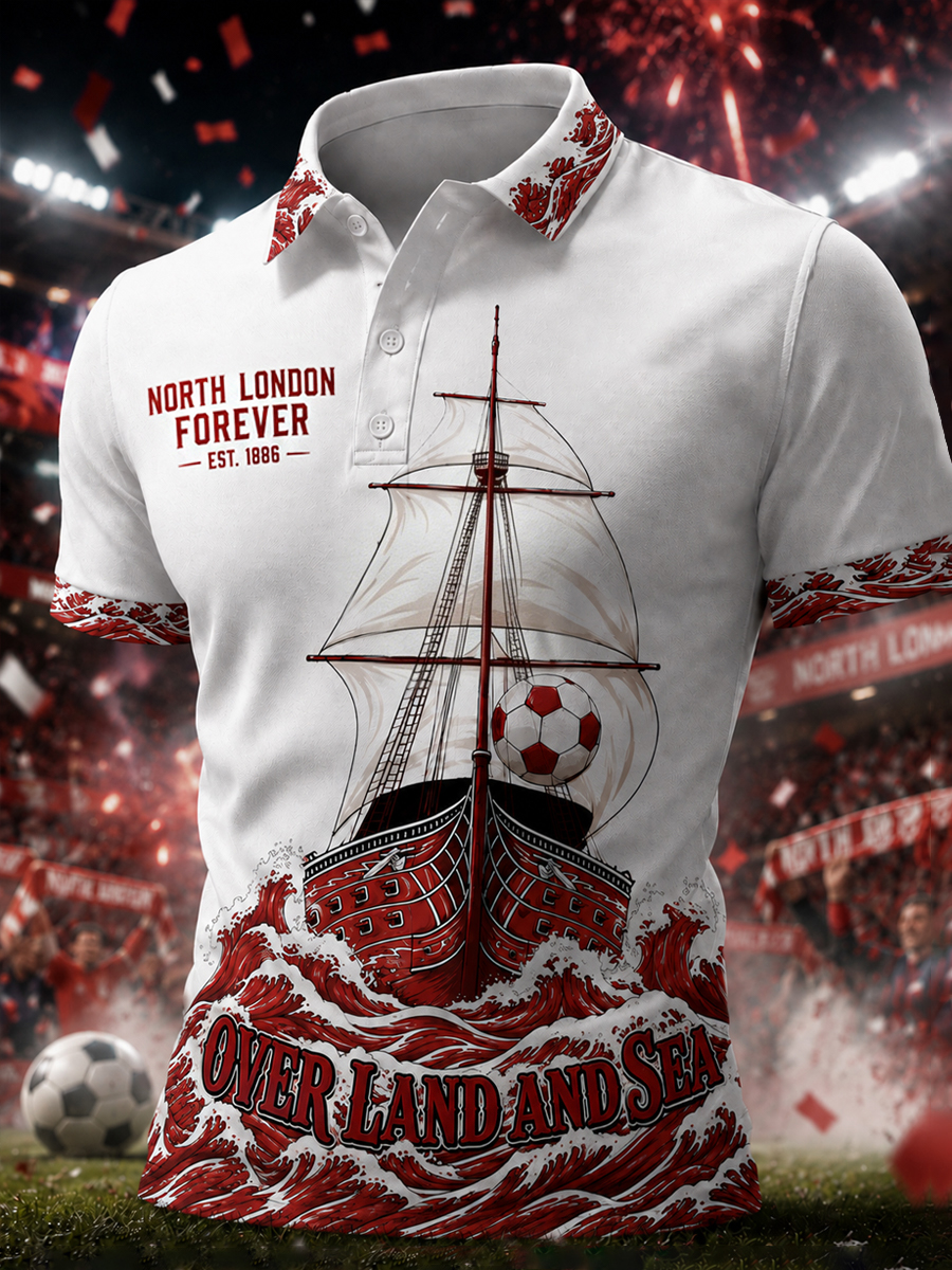 Men's Gift For Football Fans Print Casual Polo