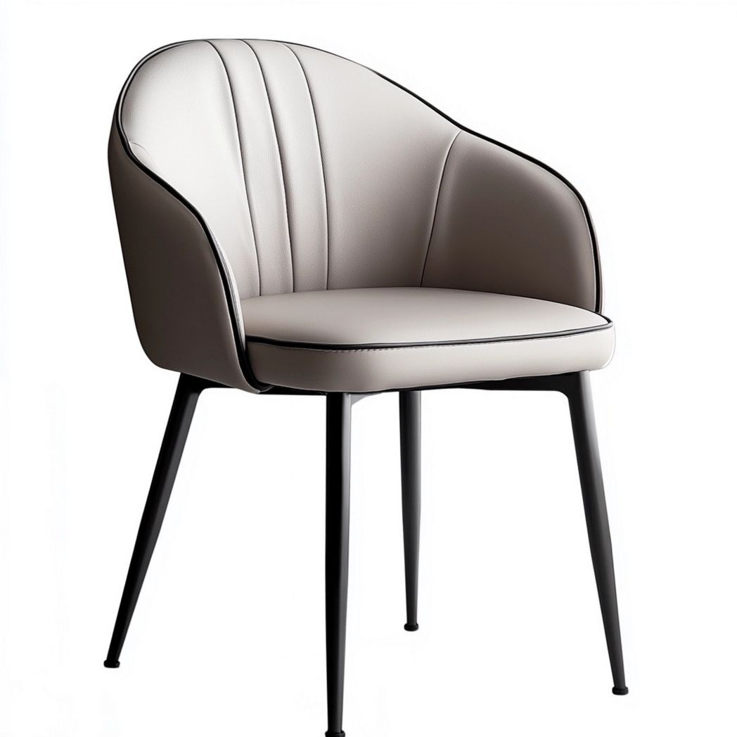 Chaise de salle à manger en PU beige avec pieds en métal noir