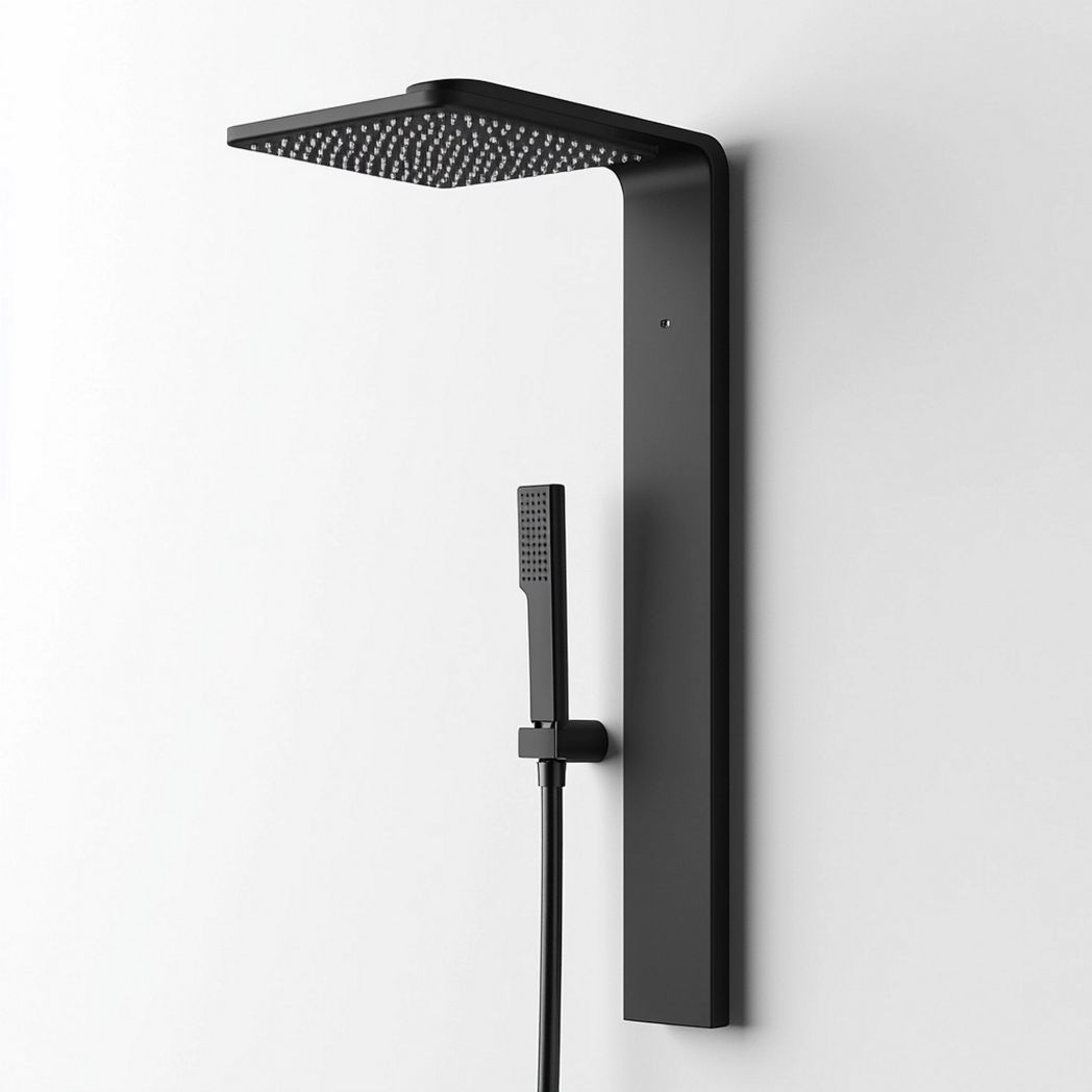 Ensemble Douche Murale Métal Noir avec Douchette et Pommeau Carré