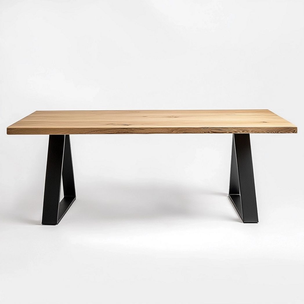 Table en bois rectangulaire avec pieds en métal noir 200x100x75cm