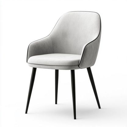 Chaise de salle à manger moderne en tissu gris avec pieds en métal noir