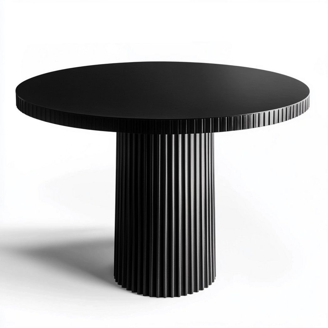 Table à manger ronde en MDF noir 120 cm