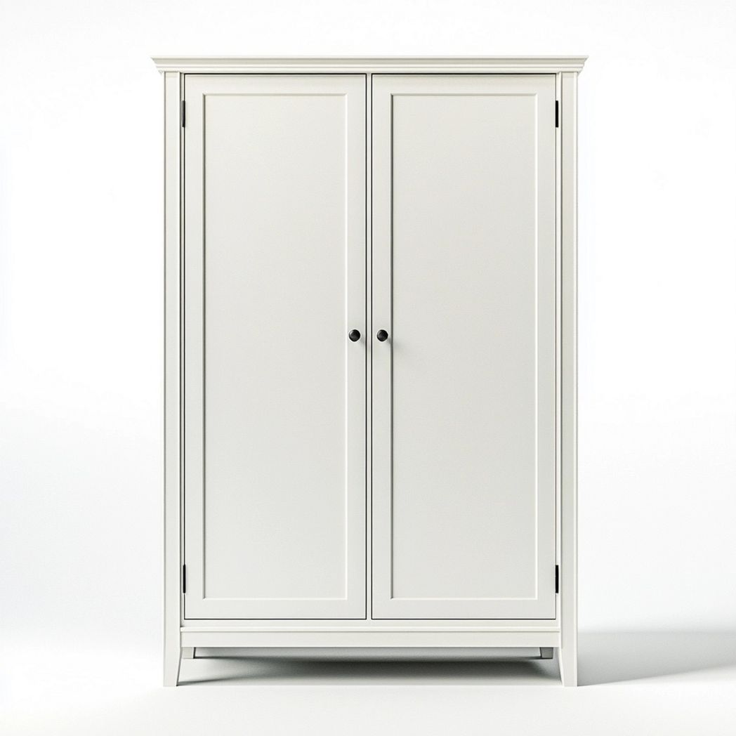 Armoire en Bois MDF Blanc avec Portes Battantes 200cm x 100cm x 60cm