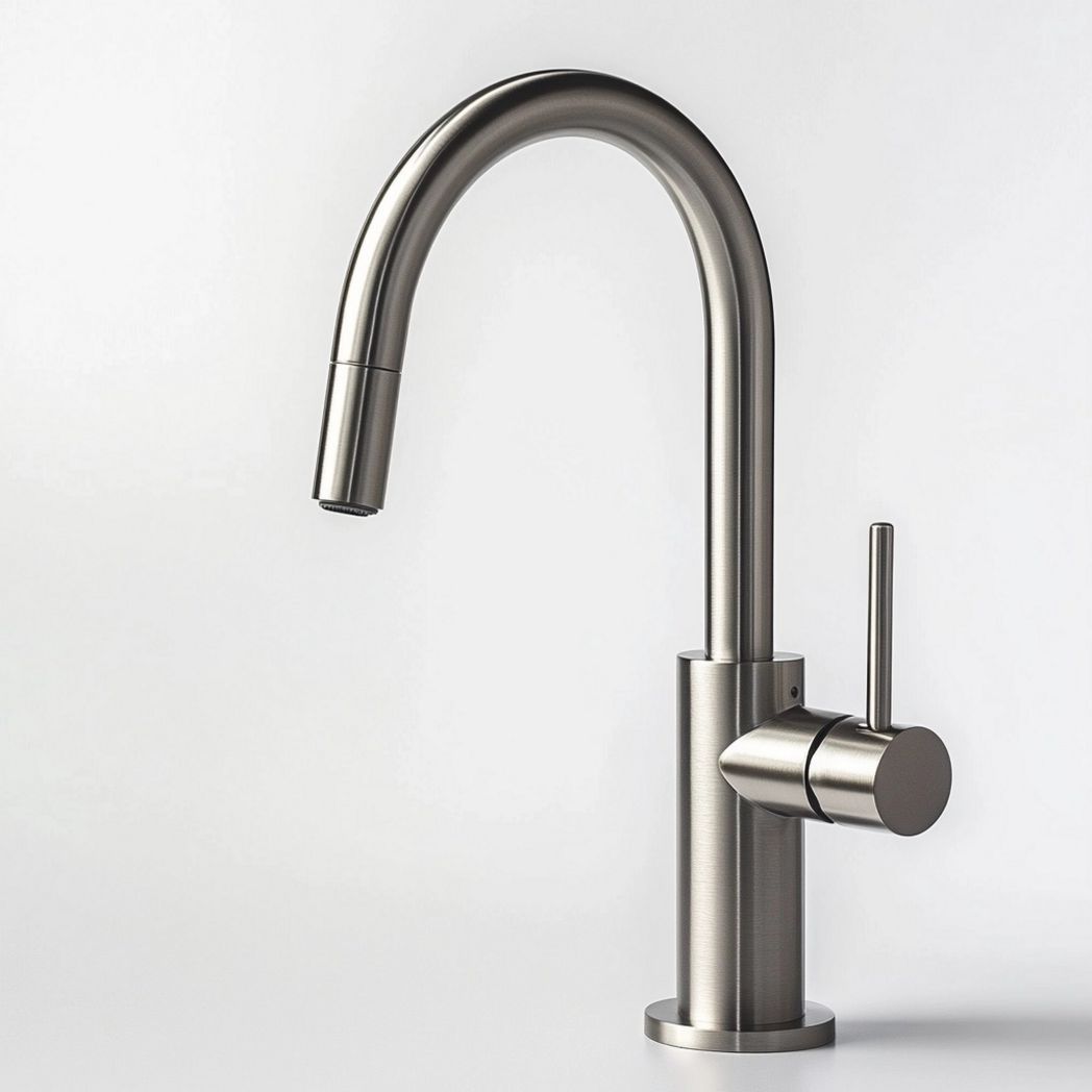 Robinet de cuisine en acier inoxydable brossé avec bec pivotant