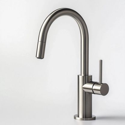 Robinet de cuisine en acier inoxydable brossé avec bec pivotant