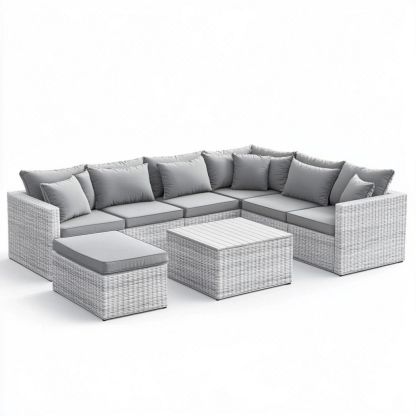 Salon de jardin modulable en résine tressée 6 places