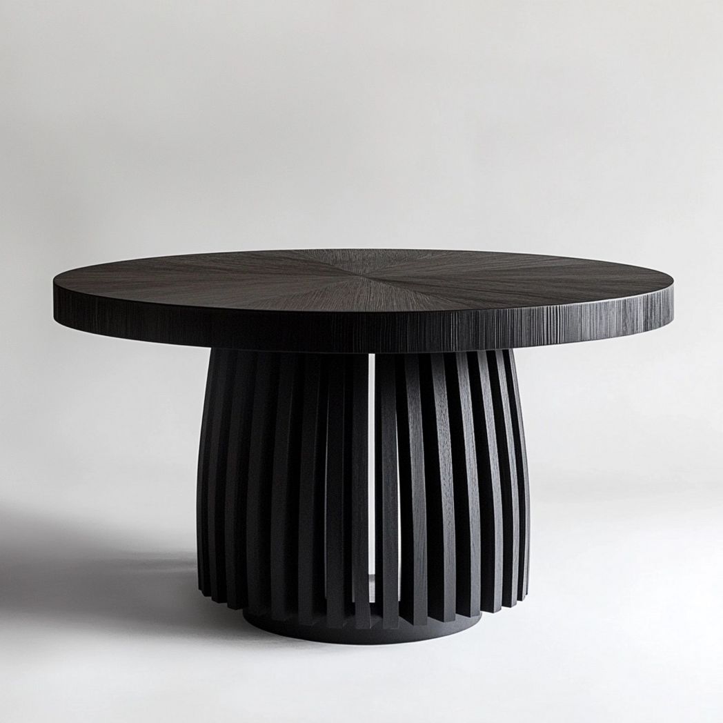 Table à manger ronde en bois noir diamètre 120 cm